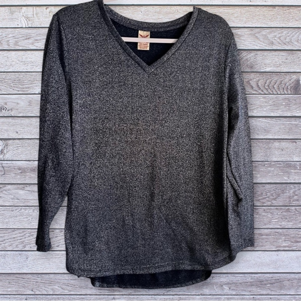 Faded Glory blue shimmery long sleeve top 1x